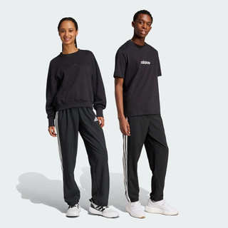 adidas款速干凉爽休闲束脚运动裤男女春季阿迪达斯 黑色/白色   XS