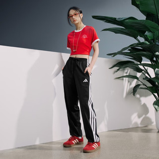 adidas款速干凉爽休闲束脚运动裤男女春季阿迪达斯 黑色/白色   XS