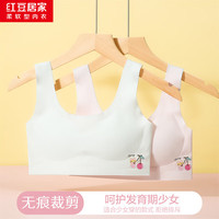 红豆居家（Hodohome）红豆内衣女可爱舒适轻柔少女无痕内衣抹胸防凸文胸春夏 两件装(白色加粉色) 90B 40/90B