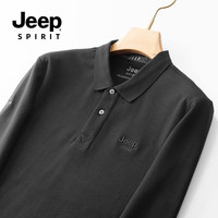 JEEP SPIRIT吉普polo衫男长袖春秋T恤休闲商务翻领男装上衣打底衫 军绿 M