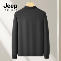 JEEP SPIRIT吉普polo衫男长袖春秋T恤休闲商务翻领男装上衣打底衫 黑色 2XL