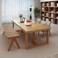 米客米家实木书桌家用现代简约办公桌电脑桌卧室学习桌小户型写字桌子 【加厚30MM】原木色180【T腿】