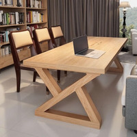 米客米家实木书桌家用现代简约办公桌电脑桌卧室学习桌小户型写字桌子 【30MM实木板】胡桃色120【Z腿】