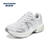 斯凯奇（Skechers）月影鞋2025春老爹鞋银色轻便透气舒适时尚运动鞋 女款-灰色/GRY-177357 36.5