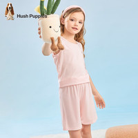 暇步士（Hush Puppies）童装儿童夏装男童女童夏季男女大童舒适背心短裤套装 淡粉 155 cm(偏大半码)