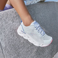 斯凯奇（Skechers）跑步鞋男女春夏缓震结构设计舒适耐磨运动气泡鞋 128794-WBLP 白色/蓝色/粉色 35