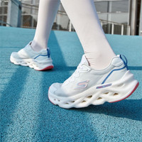 斯凯奇（Skechers）跑步鞋男女春夏缓震结构设计舒适耐磨运动气泡鞋 128794-WBLP 白色/蓝色/粉色 36