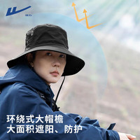 回力西部牛仔防晒遮阳帽男夏季户外登山潮流渔夫帽女钓鱼防紫外线透气 黑色