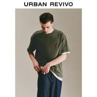 URBAN REVIVO 撞色拼接 男士短袖T恤