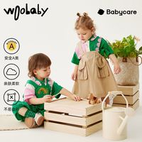 Woobaby儿童2件套装POLO领短袖背带裙洋气髦背带裤夏