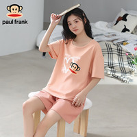 PAUL FRANK大嘴猴睡衣女款夏天纯棉短袖短裤夏季少女全棉印花圆领家居服套装