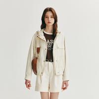 【多口袋】Eland衣恋短外套女利落宽松连帽夹克薄款上衣春秋