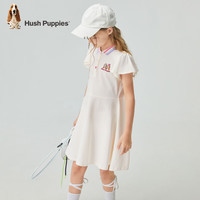 暇步士(Hush Puppies)【经典款】童装儿童女大童夏季舒适时尚质感休闲甜美连衣裙 米白B 120