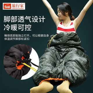 旅行家（TRAVELER）户外保暖防风秋冬野营离地露营加厚挂在树上的睡袋 飞龙吊床军色+吊床睡袋军色(无拉