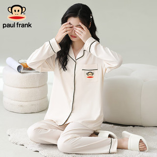 PAUL FRANK大嘴猴情侣睡衣女士春夏季长袖长裤简约开衫可外穿家居服套装薄款