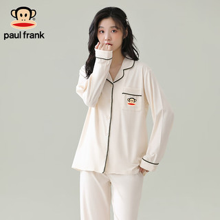 PAUL FRANK大嘴猴情侣睡衣女士春夏季长袖长裤简约开衫可外穿家居服套装薄款