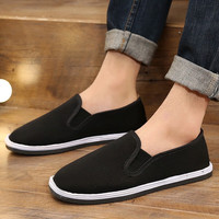 百年利永老北京布鞋男传统手工千层底布鞋一脚蹬中老年爸爸鞋工作鞋开车鞋 圆口胶底布鞋 38