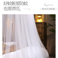 渠辰蚊帐吊顶蚊帐家用蚊帐吊顶式蚊帐免安装圆顶落地免安装加密网眼 豪华款吊顶蚊帐（3米以内通用） 配吸盘+强力胶