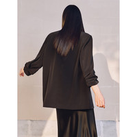 太平鸟【通勤系列】欧若风柔光系列防晒凉感四面弹力通勤西装外套 黑色 S 155