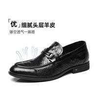 【头层羊皮】夏季打孔透气真皮一脚蹬镂空休闲皮鞋套脚商务皮鞋男