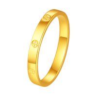 水贝足金999四叶草花纹戒指戒指女款5D工艺女神节礼物送老婆 四叶草戒指圈口+金重