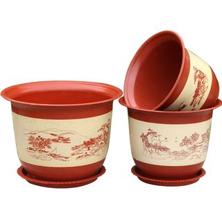 努拉派花盆加厚塑料花盆树脂花盆绿植绿萝花盆种树果树花盆 (口径20高15)
