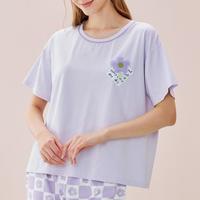 【100%棉】睡衣女夏季薄款短袖短裤套装撞色外穿女士家居服