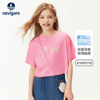 NAVIGARE意大利小帆船儿童短袖夏季女生半袖凉感纯棉宽松短款大童短袖t恤 【纯棉干爽】