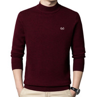 恒源祥羊绒衫男冬季加厚本命年毛衣半高领爸爸纯色中年打底羊毛衫 中国红半高领 195/5XL（195斤-220斤）