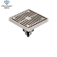 返必克 F&CDRAIN SN01-50GB 全铜防臭防返水地漏 10x10cm 灰黑色