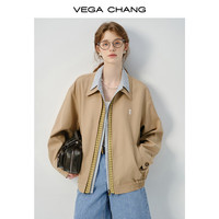 VEGA CHANG美式短外套女春秋今年流行设计感假三件小个子上衣 藏青色 S