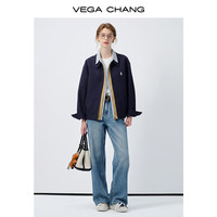 VEGA CHANG美式短外套女春秋新款今年流行设计感假三件小个子上衣