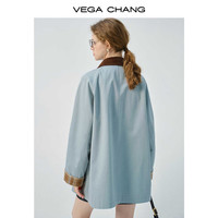 VEGA CHANG风衣女2025新款春季撞色拼接设计美式户外感外套上衣