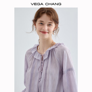 VEGA CHANG【莱赛尔】时尚套装女2024年休闲轻薄透气上衣短裤减龄两件套 桔梗紫 衬衫 L