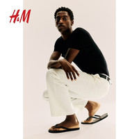 H&M男装女装T恤夏季休闲潮流舒适潮流圆领套头短袖潮流上衣0570002 黑色 2XL 180/124