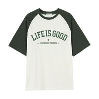 美特斯邦威T恤男士夏季时尚潮流撞色拼接印花短袖恤上衣 185/XXL 红白组