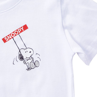 Snoopy史努比童装男童T恤短袖纯棉夏装儿童衣服2022宝宝上衣 白色