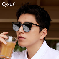 Cyxus明星同款偏光墨镜男女式太阳镜开车驾驶可用防眩光强光UV可配度数 黑框蓝色镜片-明星同款-偏光