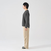 無印良品 MUJI（無印良品 ）男式 华夫格 圆领长袖T恤 男士打底衫男款AB11CC5S 深灰色 M （170/92A）