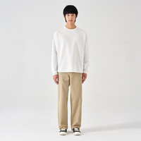 無印良品 MUJI（無印良品 ）男式 华夫格 圆领长袖T恤 男士打底衫男款AB11CC5S 白色 XL （180/104A）