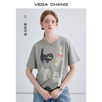 VEGA CHANG 设计感刺绣 女士短袖T恤