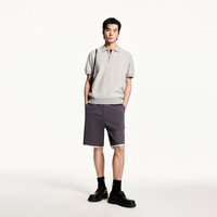 杰克·琼斯(JACK&JONES)25年男装短袖polo衫男重磅针织柔顺男士POLO衫高端夏季翻领半袖 E00霜灰色 常规 S