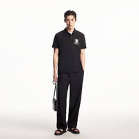 杰克·琼斯(JACK&JONES)男装25年夏季【凉感】短袖POLO衫男士休闲熊猫印花翻领百搭半袖 E40黑色 常规 XL
