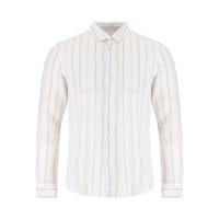 ZARA【100%亚麻】男式时尚拼色条纹商务休闲翻领衬衫