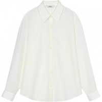 妖精的口袋微透柔感镂空衬衫女2025年春夏新款休闲百搭设计感外套 清新米白色 L