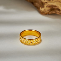 越王古法黄金麦穗纹黄金戒指足金对戒结婚对戒014950 18圈号：7.44克