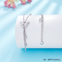 皕宝楼PT950铂金项链女士 流苏白金套链 蝴蝶金珠套链5.85g44.5cm