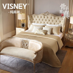 卫诗理 Visney 欧式大床实木真皮床法式床雕花婚床大户型1.8米奢华卧室双人床EF