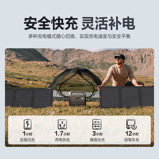 电小二户外移动电源【1度电】汽车应急启动1500W大功率1070Wh大容量便携露营1000Pro2太空灰补电套装