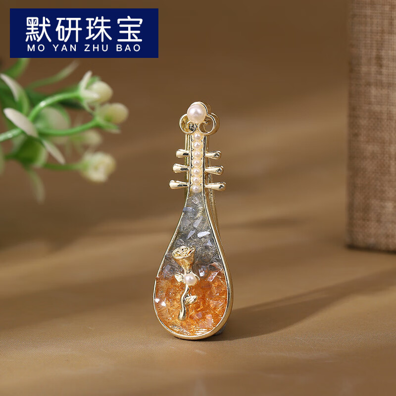 默研（MOYAN）国风琵琶发夹玫瑰花小众侧边夹刘海夹创意碎发夹子古风发卡头饰女 玫瑰琵琶  A15-204